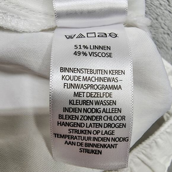 H by Halston Pants Womens S White Linen Viscose High Rise Ankle Pockets Coastal - Picture 8 of 13